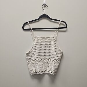 Love on a Hanger Cream Crochet Crop Top